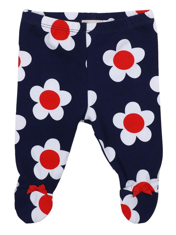 Girls White & Blue Printed Smock with Legging image number 2